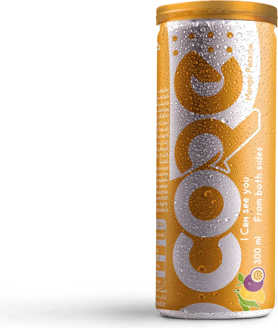 CORE Mango Passion Fruit, back of the can
